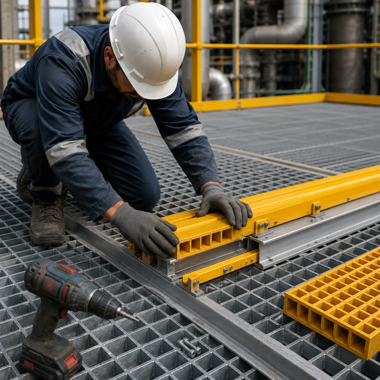 GRP grating installation for industrial applications in Oman